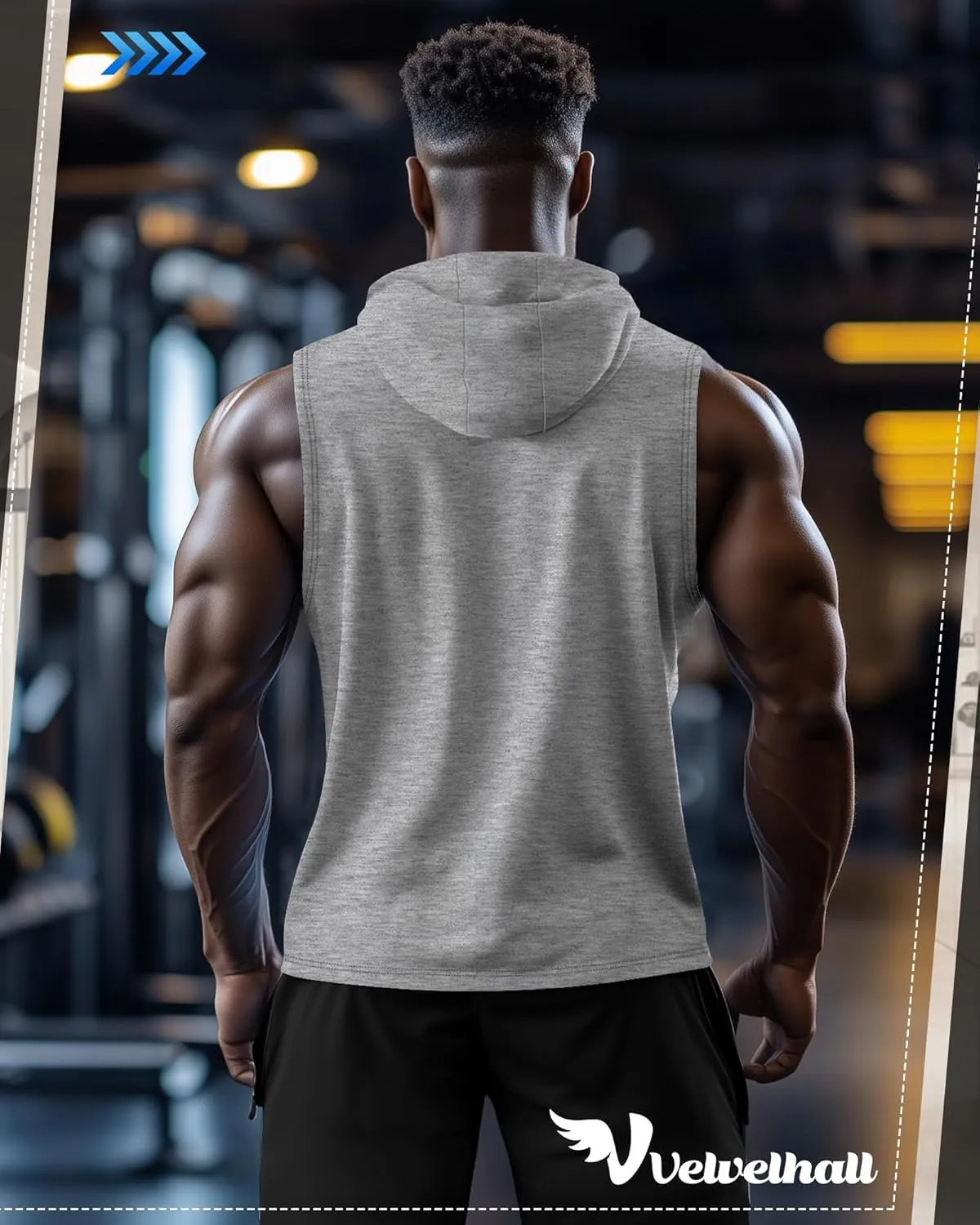 3 Pack Men's Big & Tall Workout Hooded Tank Tops, Cotton Sleeveless Gym Hoodies Bodybuilding Muscle Cut Off Shirts