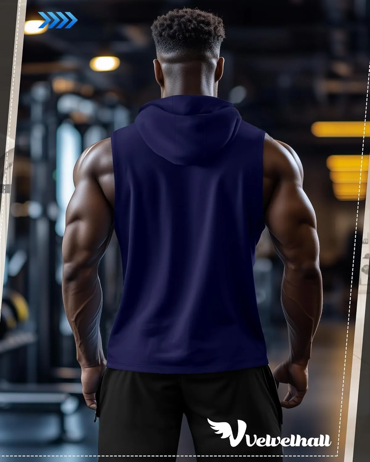 3 Pack Men's Big & Tall Workout Hooded Tank Tops, Cotton Sleeveless Gym Hoodies Bodybuilding Muscle Cut Off Shirts