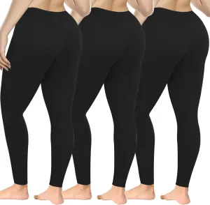 3 Pack Plus Size Leggings for Women, Yoga Pants High Waisted Tummy Control for Workout Gym Running