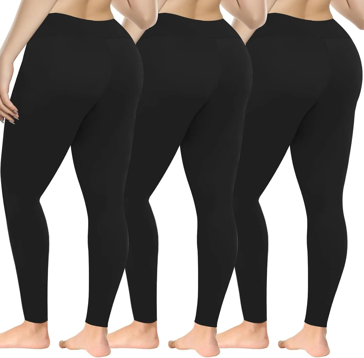 3 Pack Plus Size Leggings for Women, Yoga Pants High Waisted Tummy Control for Workout Gym Running