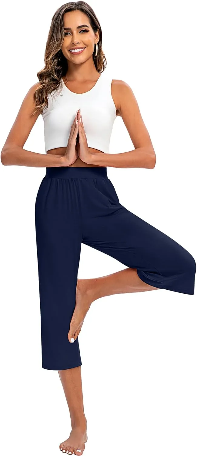 3 Pack Women's Capri Pants Capri Joggers Loose Cropped Workout Sweatpants Running Lounge Pants with Pockets