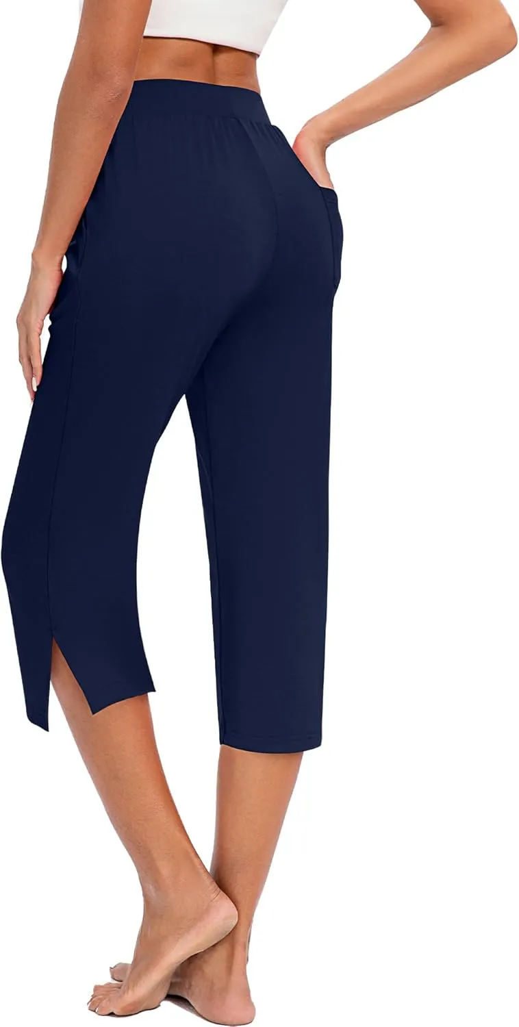 3 Pack Women's Capri Pants Capri Joggers Loose Cropped Workout Sweatpants Running Lounge Pants with Pockets