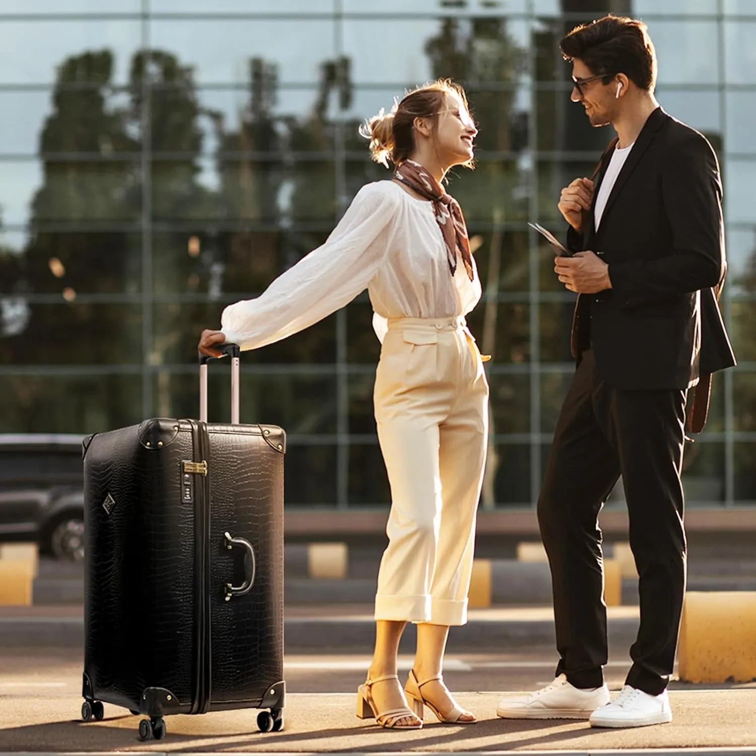 3 Piece Large Capacity Hardside Suitcase Set with TSA Lock,Luxury Vintage Style Maletas De Viaje, for Men And Women Carry On Luggage SetBlack