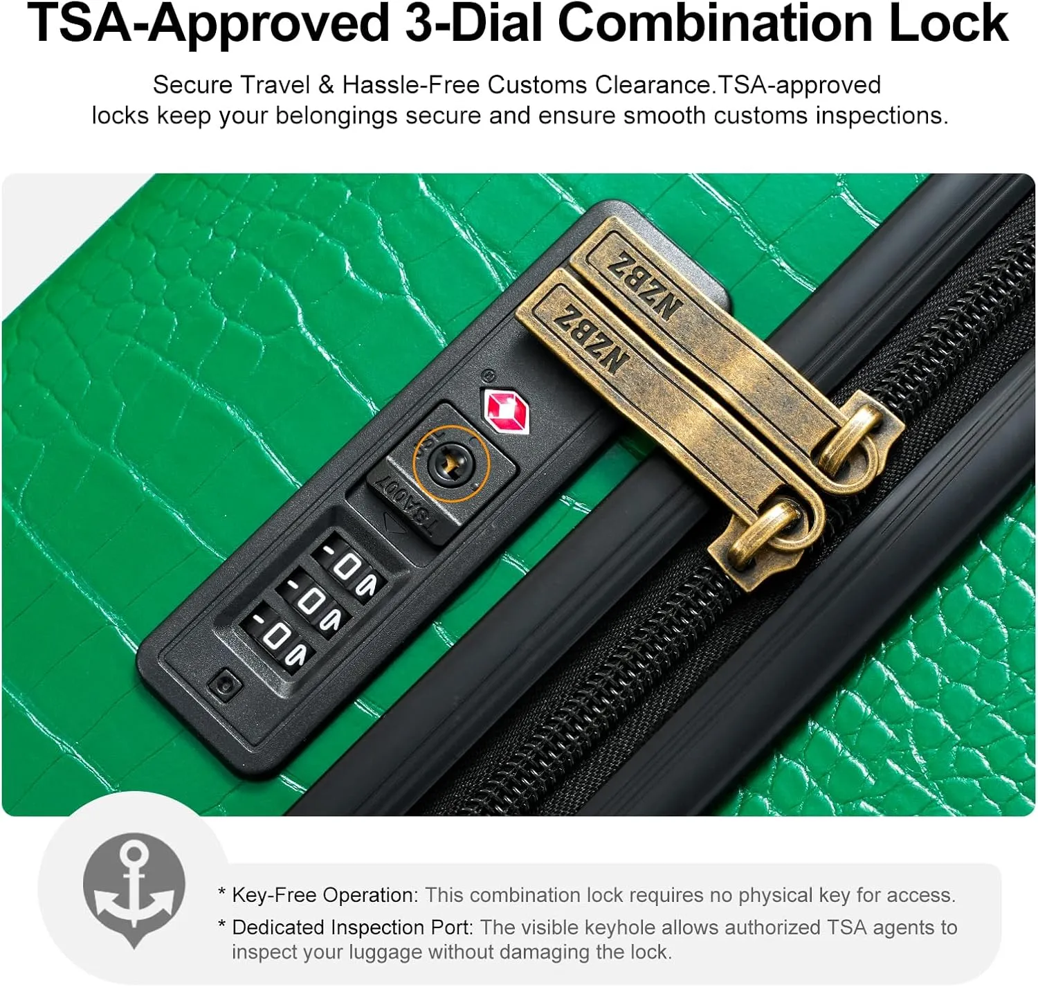 3 Piece Large Capacity Hardside Suitcase Set with TSA Lock,Luxury Vintage Style Maletas De Viaje, for Men And Women Carry On Luggage SetGreen
