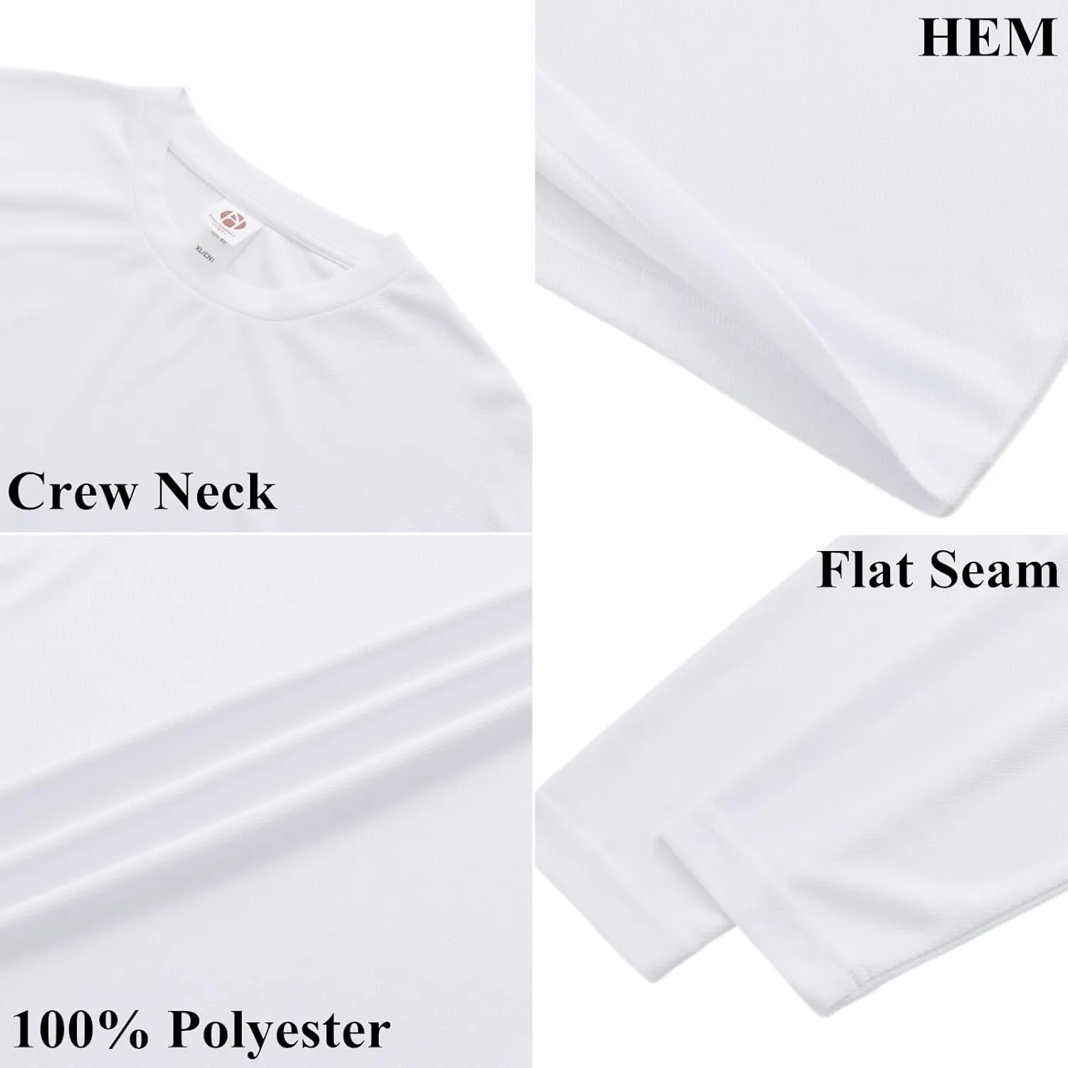 3/5 Pack Men's Long Sleeve Shirts Quick Dry Moisture Wicking Crewneck T-Shirt for Gym Workout Running