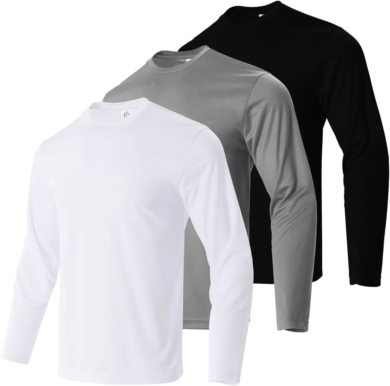 3/5 Pack Men's Long Sleeve Shirts Quick Dry Moisture Wicking Crewneck T-Shirt for Gym Workout Running