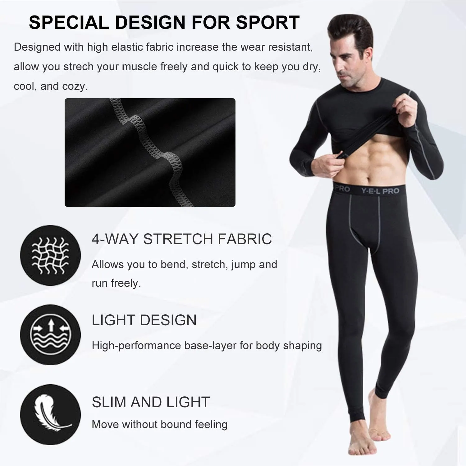 5 or 3 Pack Compression Shirts for Men Long Sleeve Cool Dry Athletic Workout Baselayer Baseball Undershirt Tops