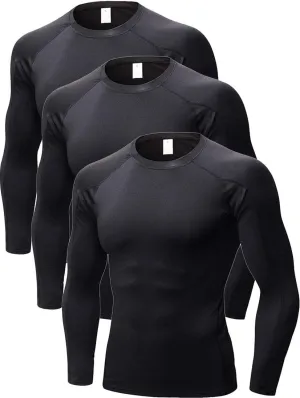 5 or 3 Pack Compression Shirts for Men Long Sleeve Cool Dry Athletic Workout Baselayer Baseball Undershirt Tops