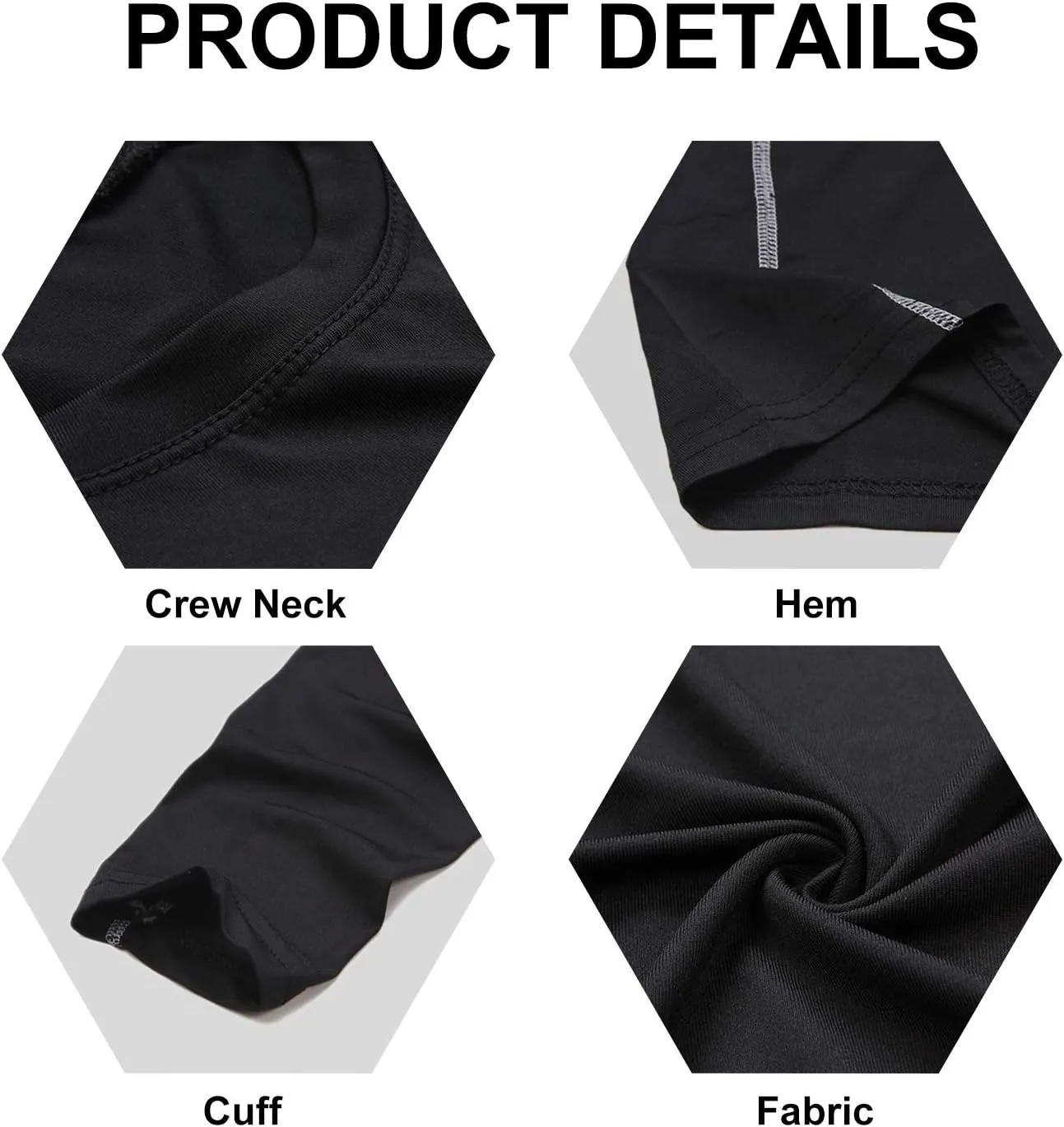 5 or 3 Pack Compression Shirts for Men Long Sleeve Cool Dry Athletic Workout Baselayer Baseball Undershirt Tops
