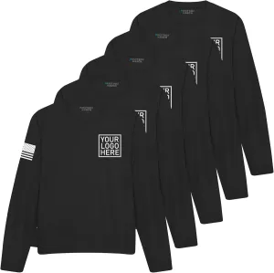 5 Pack Custom Dry Fit Long Sleeve Shirts for Men, Add Your Custom Logo, Moisture Wicking Sun Protection UV Workwear Black