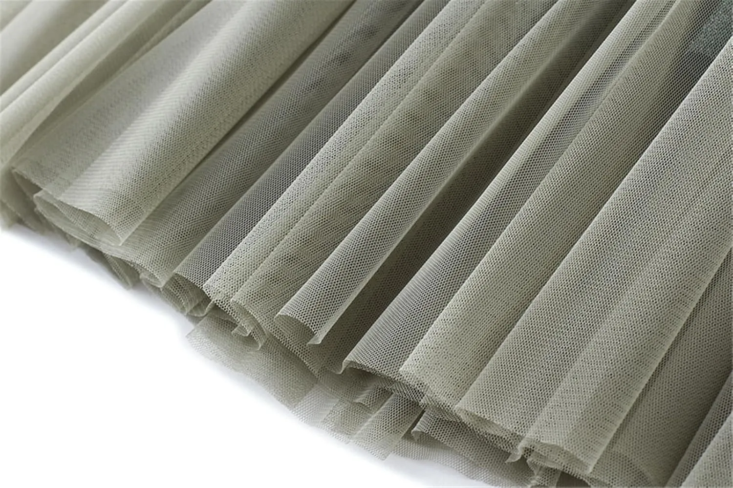 A Line Swing Midi Skirt for Women, Gradient Color Ruffles Pleated Tulle Skirts