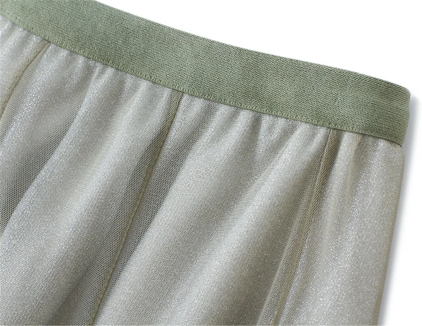 A Line Swing Midi Skirt for Women, Gradient Color Ruffles Pleated Tulle Skirts
