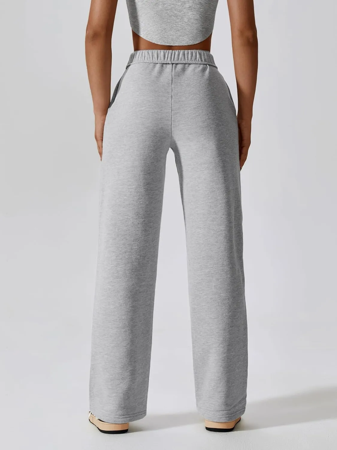 ABOCIW Womens Straight Leg Sweatpants Cotton High Waisted Baggy Athletic Joggers Lounge Pants with Pockets