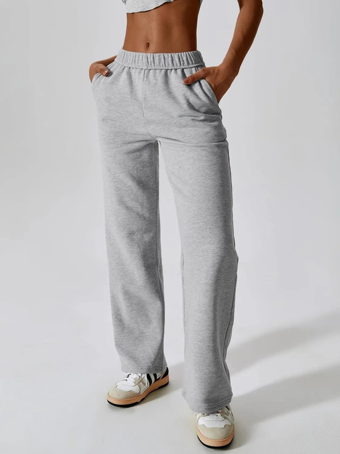ABOCIW Womens Straight Leg Sweatpants Cotton High Waisted Baggy Athletic Joggers Lounge Pants with Pockets