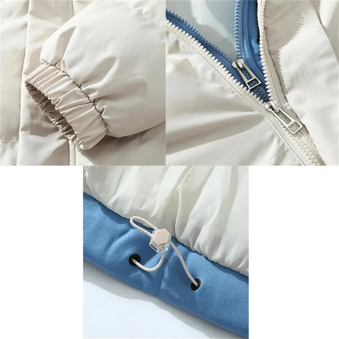 Adhdyuud Womens Solid Hooded Cotton Padded Coat Unisex Casual Zipper Winter Warm Jacket Winter