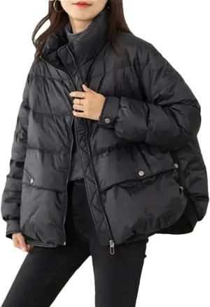 Adhdyuud Womens Solid With Pocket Cotton Padded Coat Zippers Casual Autumn Winter Warm Outwear