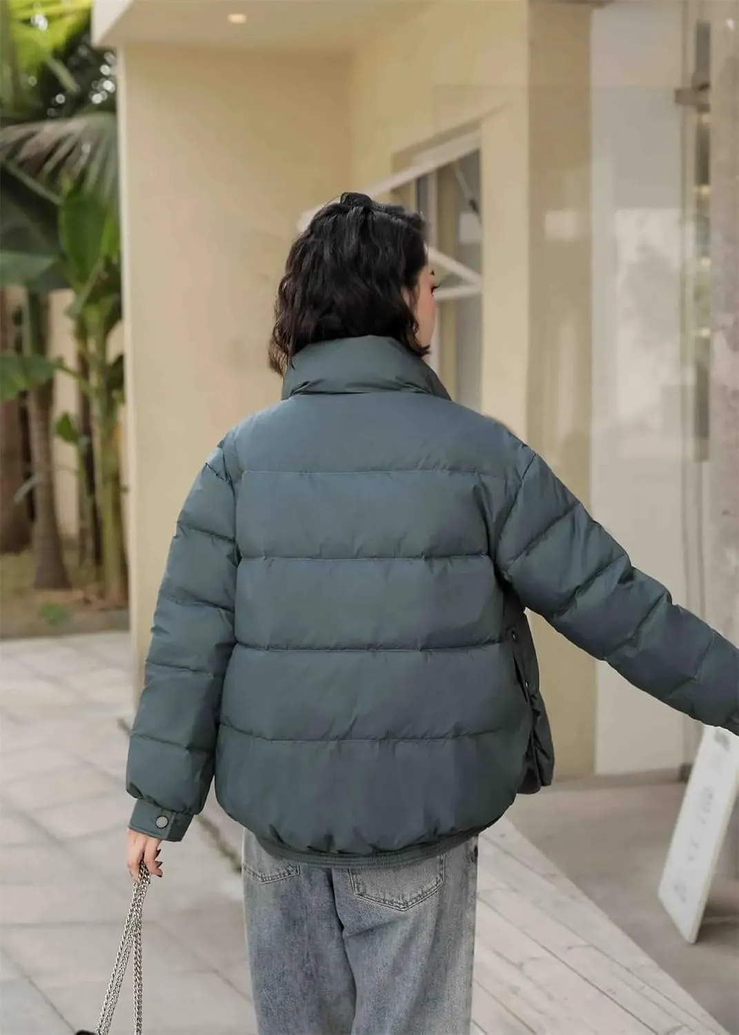 Adhdyuud Womens Solid With Pocket Cotton Padded Coat Zippers Casual Autumn Winter Warm Outwear