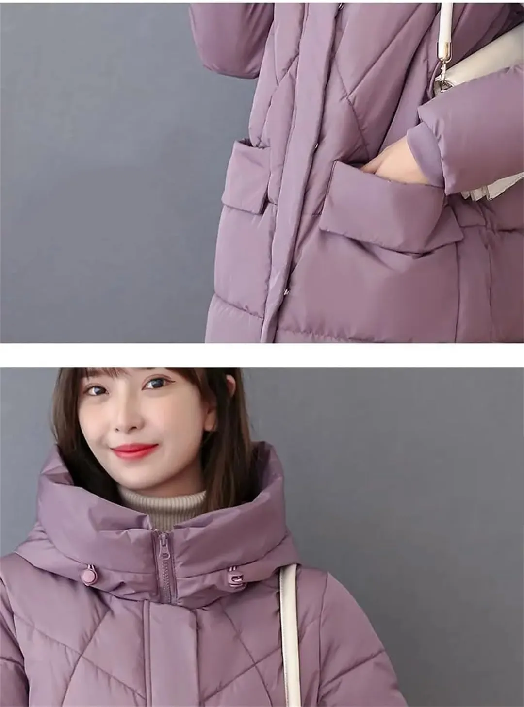 Adhdyuud Womens With Pocket Solid Hooded Cotton Padded Coat Vintage Zippers Winter Warm Outwear