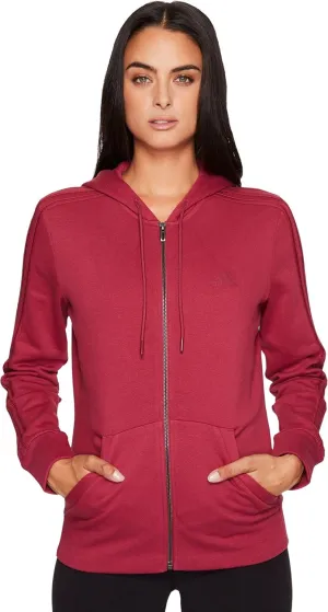 adidas Women's Essentials Cotton Fleece 3-Stripe Full Zip Hoodie