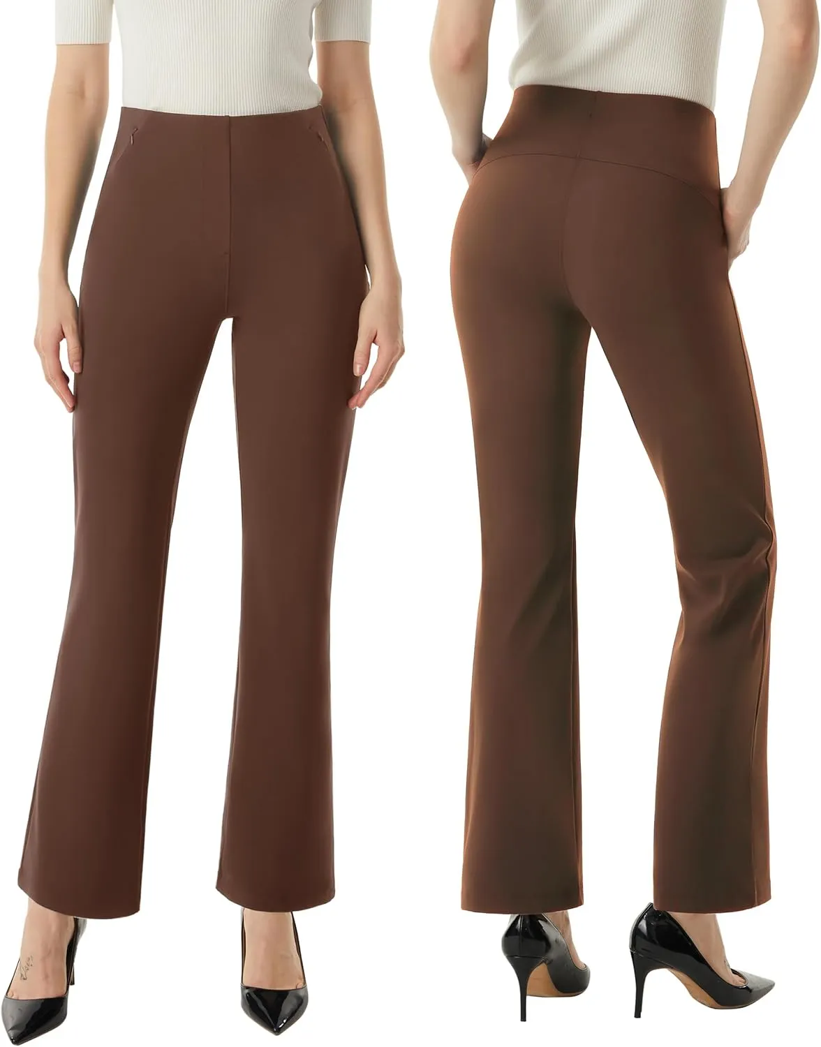 AFITNE Womens Yoga Dress Pants High Waisted Stretchy Straight Leg Business Casual Pants with Pockets Pull On Work Slacks