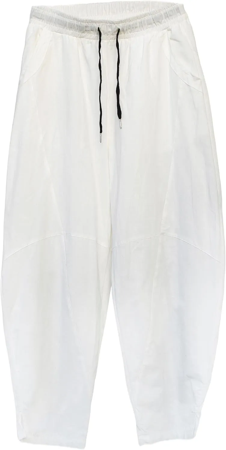 AITFINEISM Mens Cotton Linen Pants Elastic Drawstring Waist Lightweight Summer Beach Pants