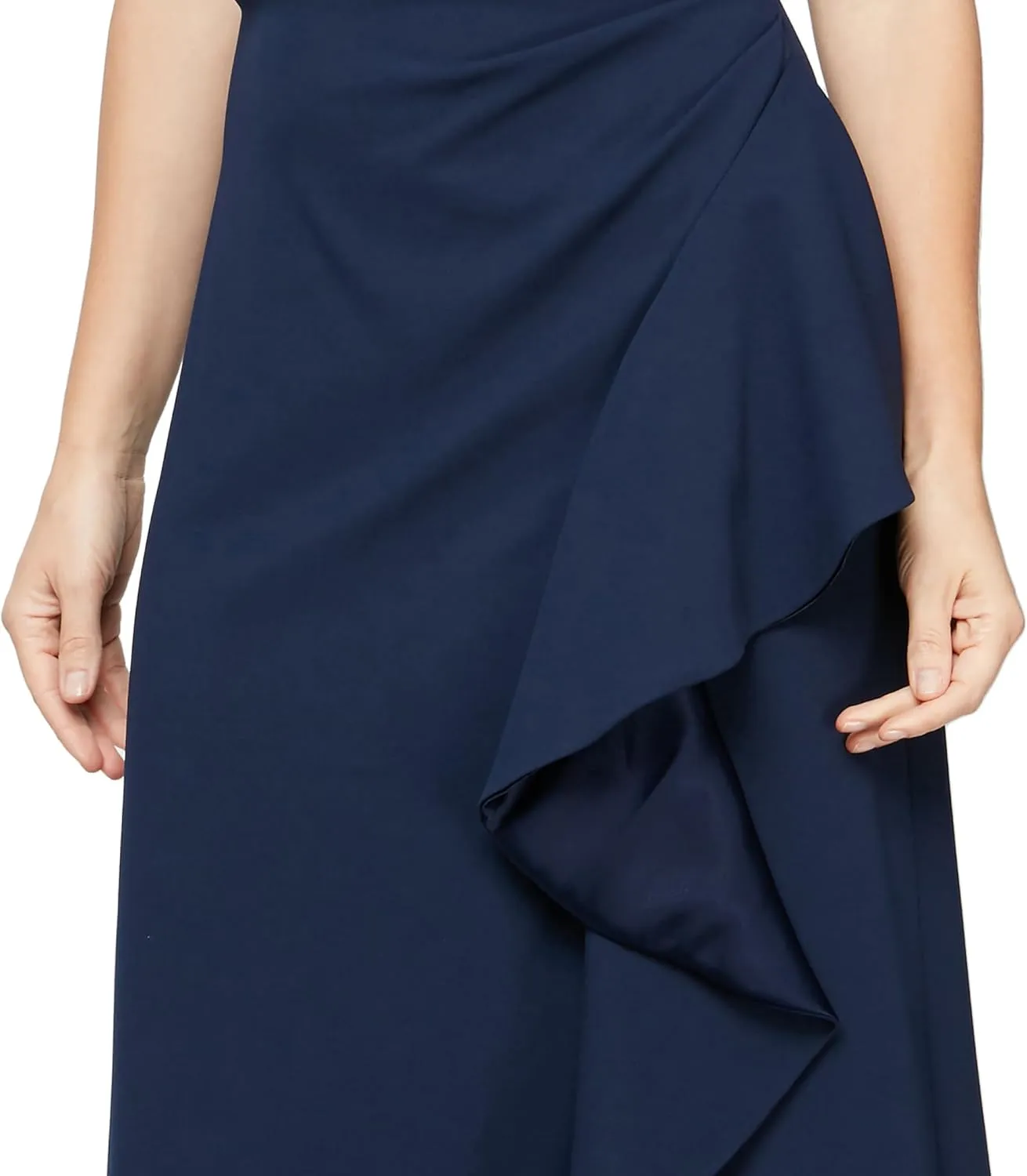 Alex Evenings Women's Long Cascade Ruffle Sleeveless Leg Slit, Mother of The Bride Dress, Elegant Party Gown