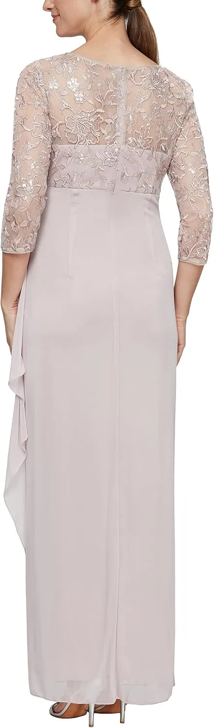 Alex Evenings Women's Long Lace Top Empire Waist Dress
