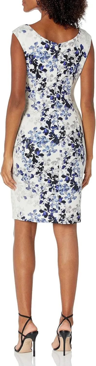 Alex Evenings Women's Short Crepe Cocktail Dress with Side Ruched Waist, Wedding Guest (Petite and Regular Sizes)