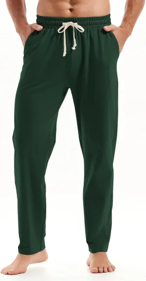 AMY COULEE Mens Cotton Yoga Pants Running Workout Lightweight Sweatpants Open Bottom Lounge Pants with Pockets