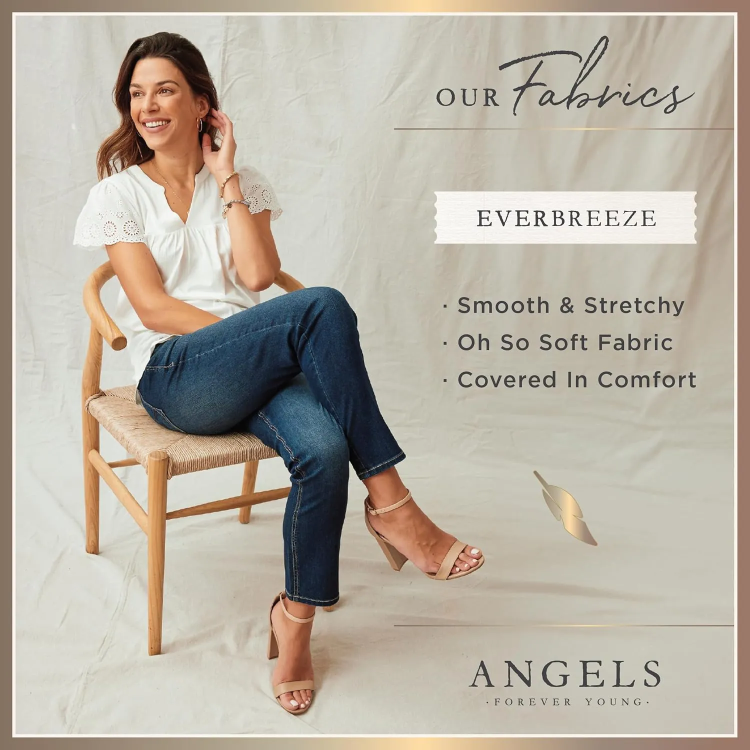 Angels Forever Young Women's Everbreeze Curvy Mid-Rise Wide Leg Jeans