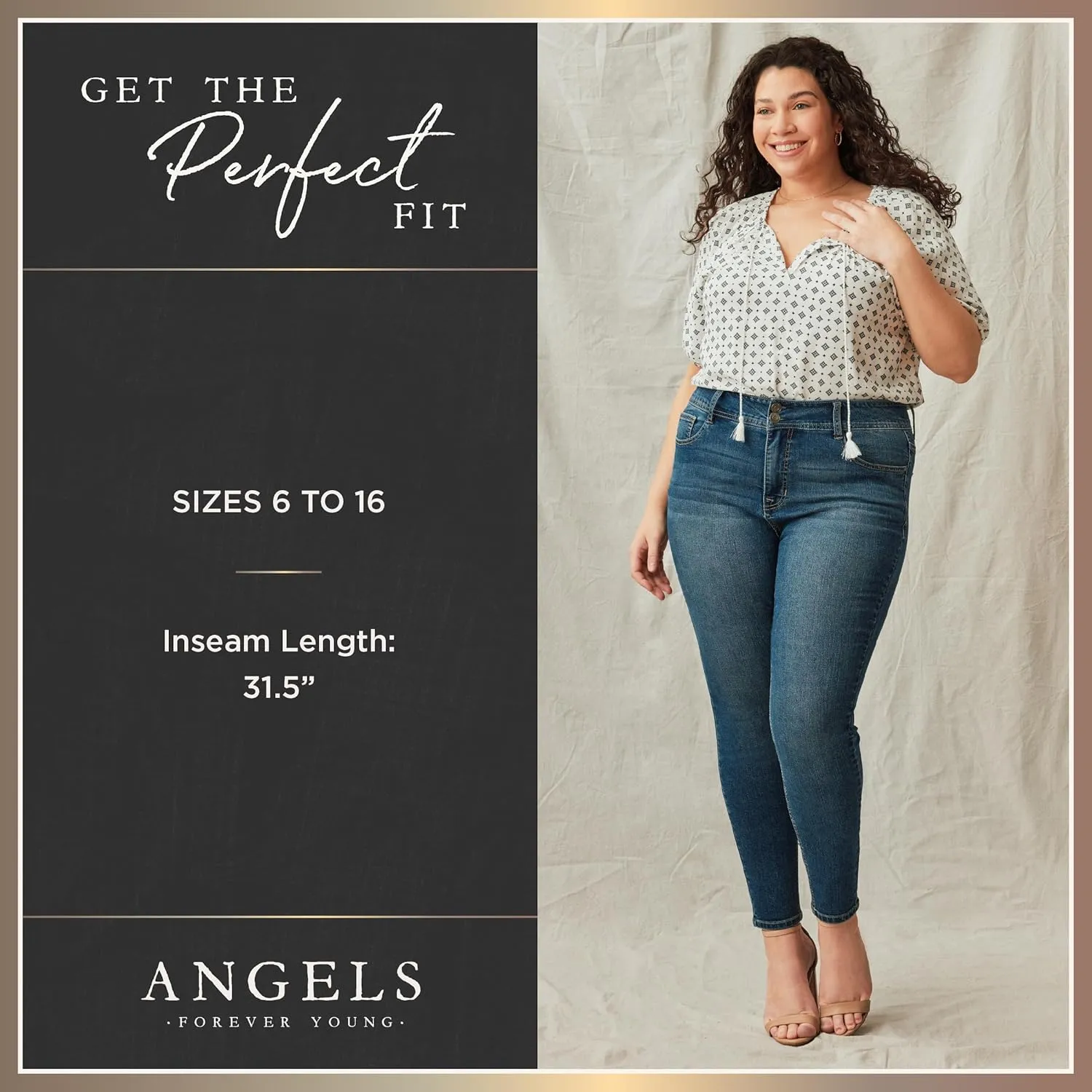 Angels Forever Young Women's Everbreeze Curvy Mid-Rise Wide Leg Jeans
