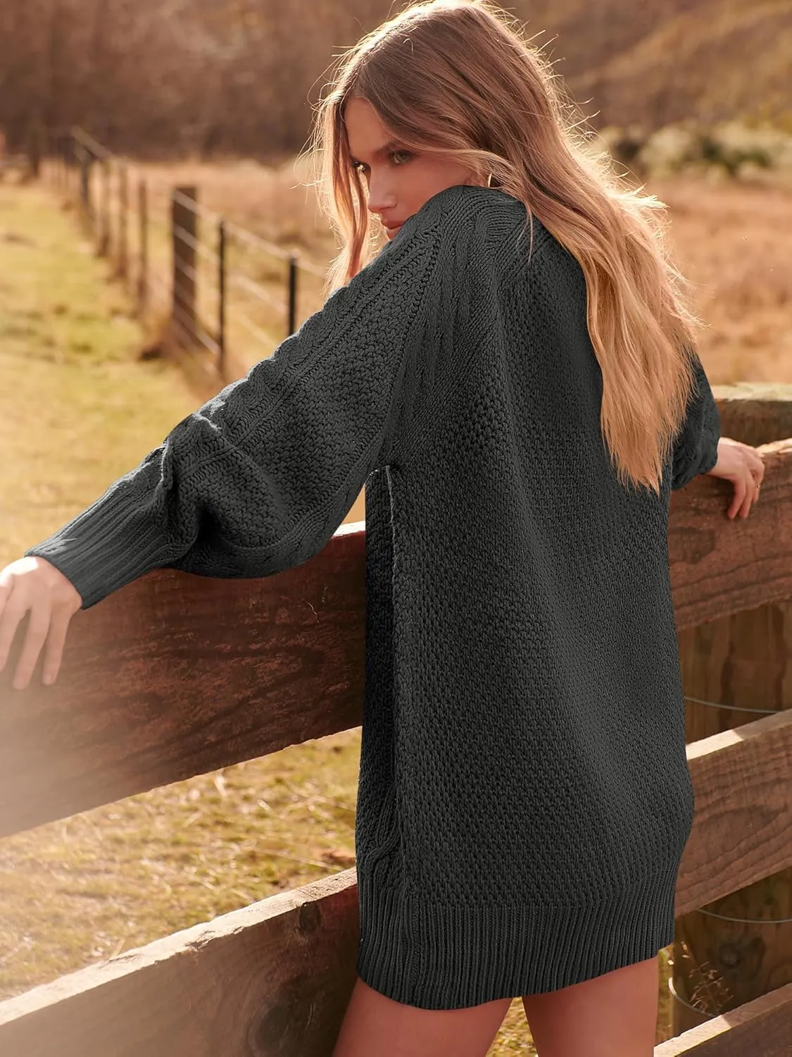 ANRABESS Women Long Sleeve Oversized Cable Knit Chunky Baggy Loose Pullover Tunic Mini Sweater Dress 2025 Trendy Fall Outfits