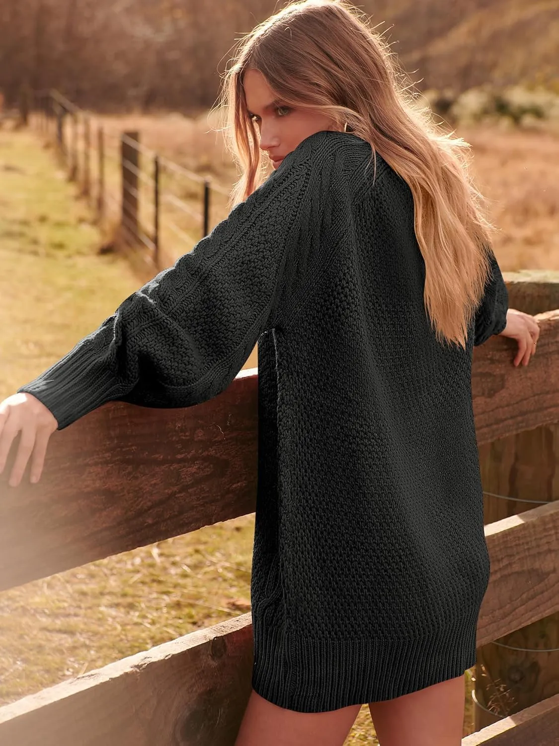 ANRABESS Women Long Sleeve Oversized Cable Knit Chunky Baggy Loose Pullover Tunic Mini Sweater Dress 2025 Trendy Fall Outfits