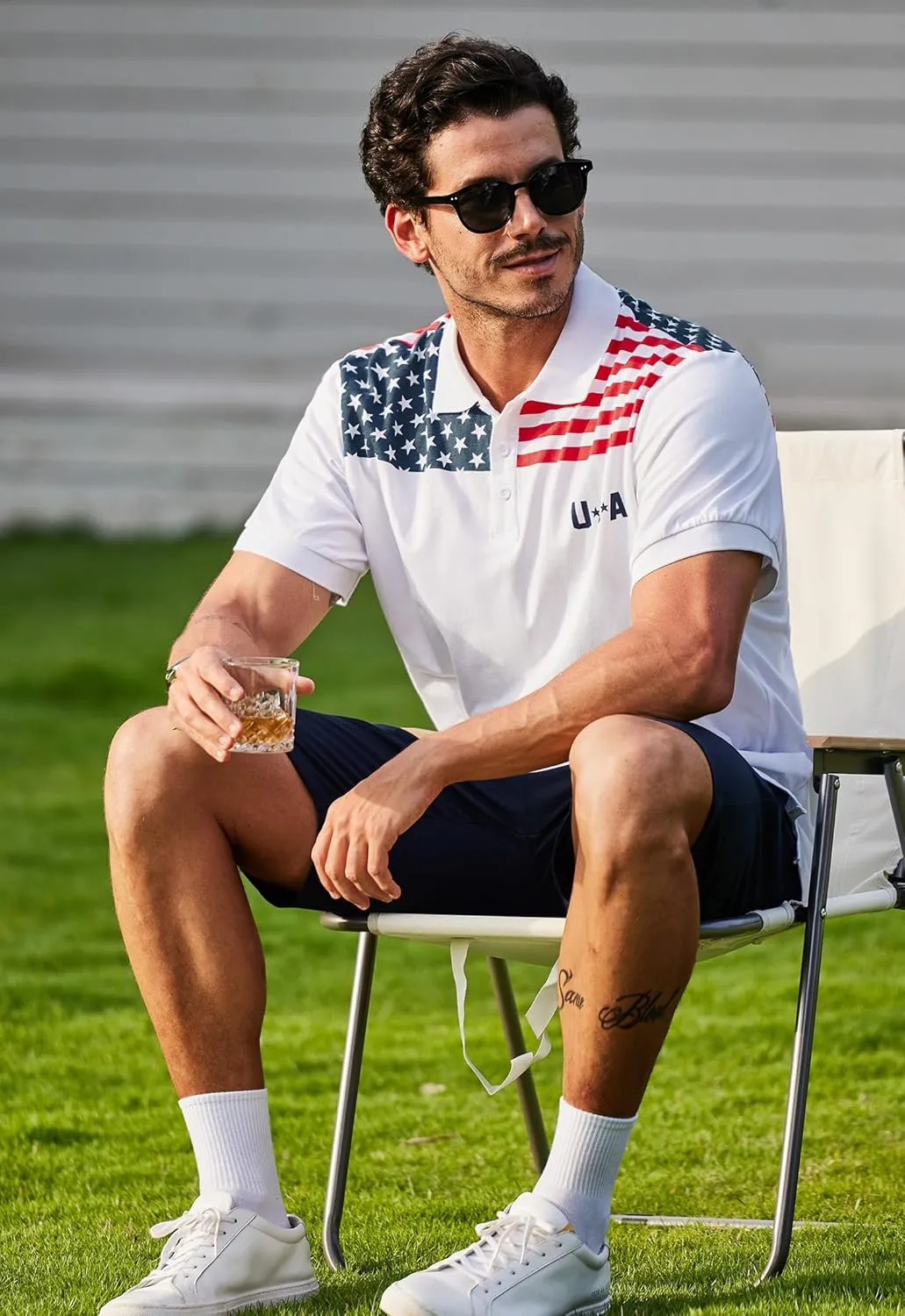 Arvilhill Men's American Flag Polo Shirts Short Sleeve 4th of July Cotton Golf Shirt (S-3XL)