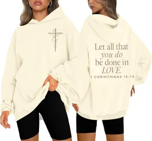 ASTANFY Christian Hoodies for Women Jesus Religious Faith Sweatshirt Inspirational Graphic Tee Long Sleeve Pullover Shirts
