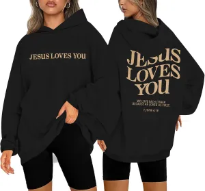 ASTANFY Christian Sweatshirt Women Jesus Loves You Sweatshirts Jesus Is King Hoodie Jesus Faith Shirts Religious God Hoodies