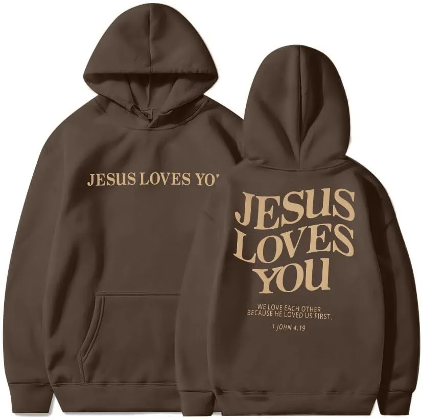 ASTANFY Christian Sweatshirt Women Jesus Loves You Sweatshirts Jesus Is King Hoodie Jesus Faith Shirts Religious God Hoodies