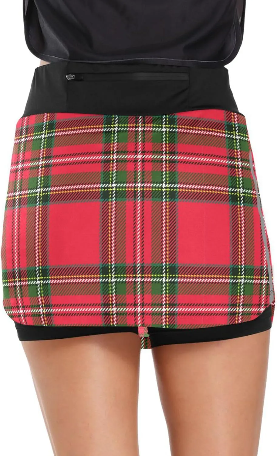 Athletic Tennis Golf Skorts Skirts for Women Red Green Plaid Workout Running Sports Skirts S