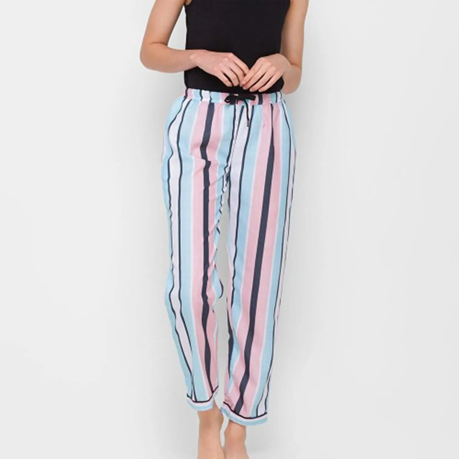Awoscut Womens Wide Leg Striped Plaid Pants Casual Work Office Trouser High Waist Long Trousers Sweatpants Bottom Streetwear