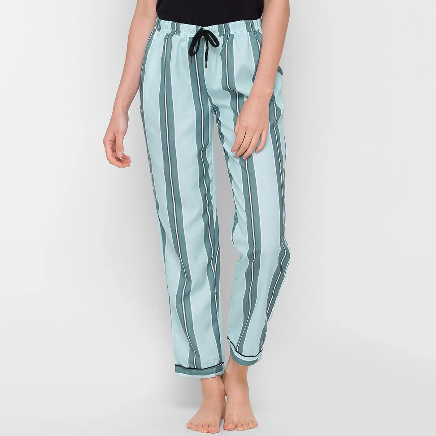 Awoscut Womens Wide Leg Striped Plaid Pants Casual Work Office Trouser High Waist Long Trousers Sweatpants Bottom Streetwear