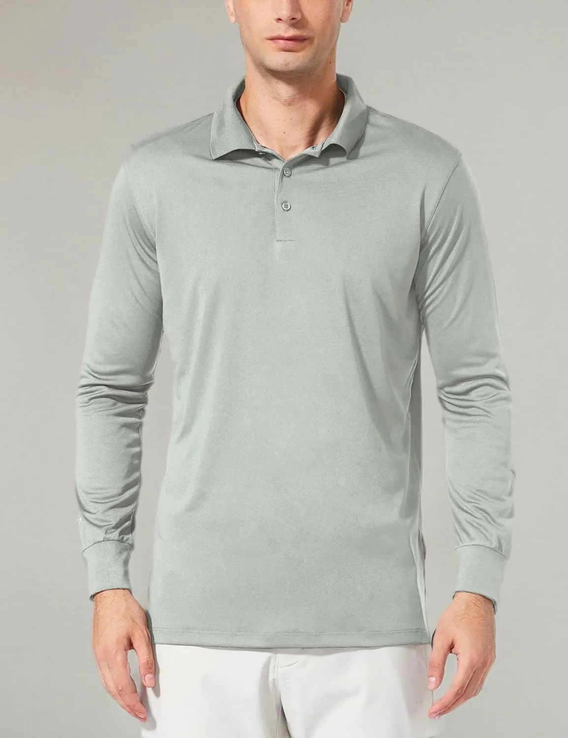 baleaf Men's Long Sleeve Golf Polo Shirt UPF 50 Quick Dry 3 Button Casual Work Outdoor Lightweight Performance Shirts