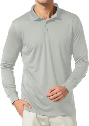 baleaf Men's Long Sleeve Golf Polo Shirt UPF 50 Quick Dry 3 Button Casual Work Outdoor Lightweight Performance Shirts