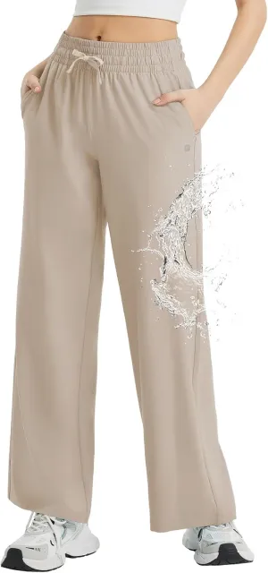 baleaf Women's Hiking Pants Travel Wide Leg Pants with Pockts UPF 50  Loose Lightweight Water Resistant Work