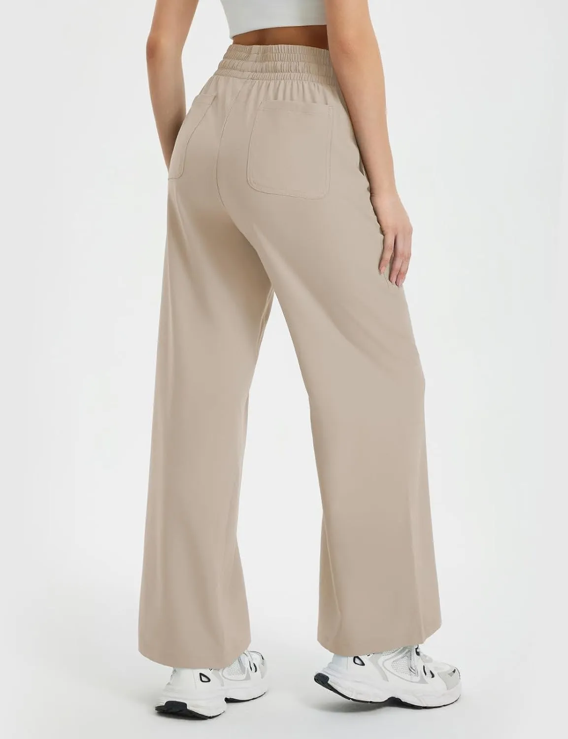 baleaf Women's Hiking Pants Travel Wide Leg Pants with Pockts UPF 50  Loose Lightweight Water Resistant Work