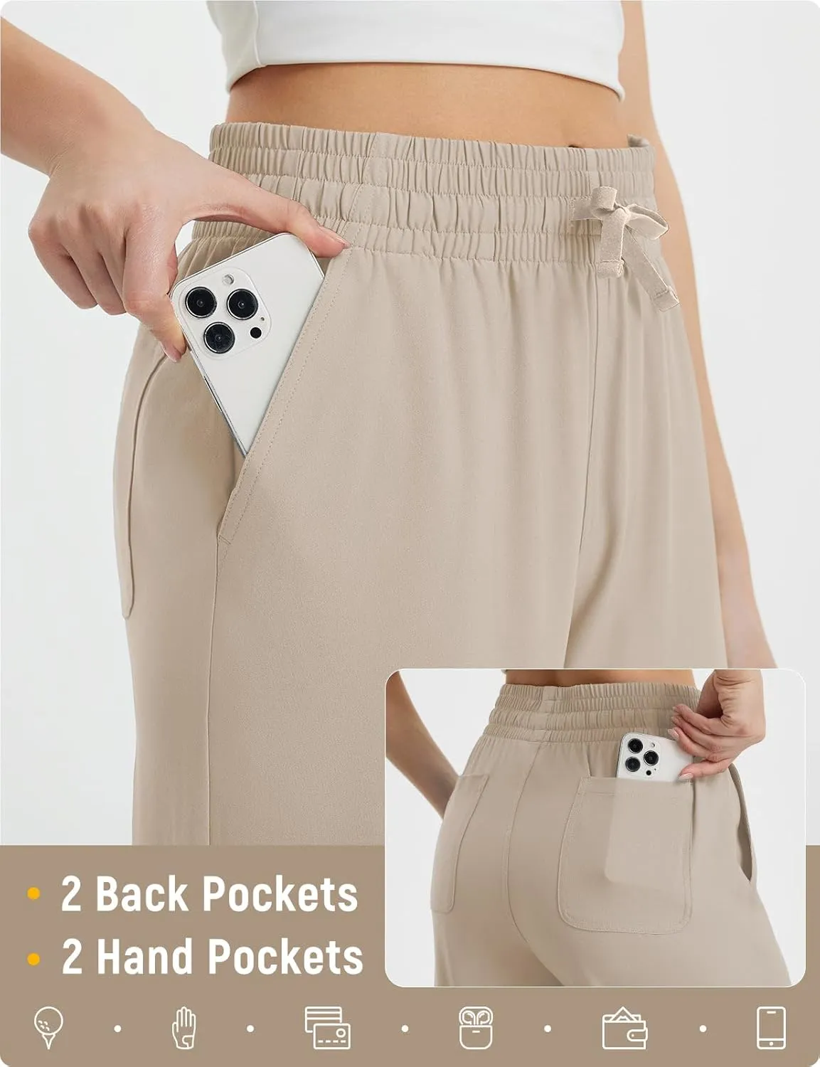 baleaf Women's Hiking Pants Travel Wide Leg Pants with Pockts UPF 50  Loose Lightweight Water Resistant Work