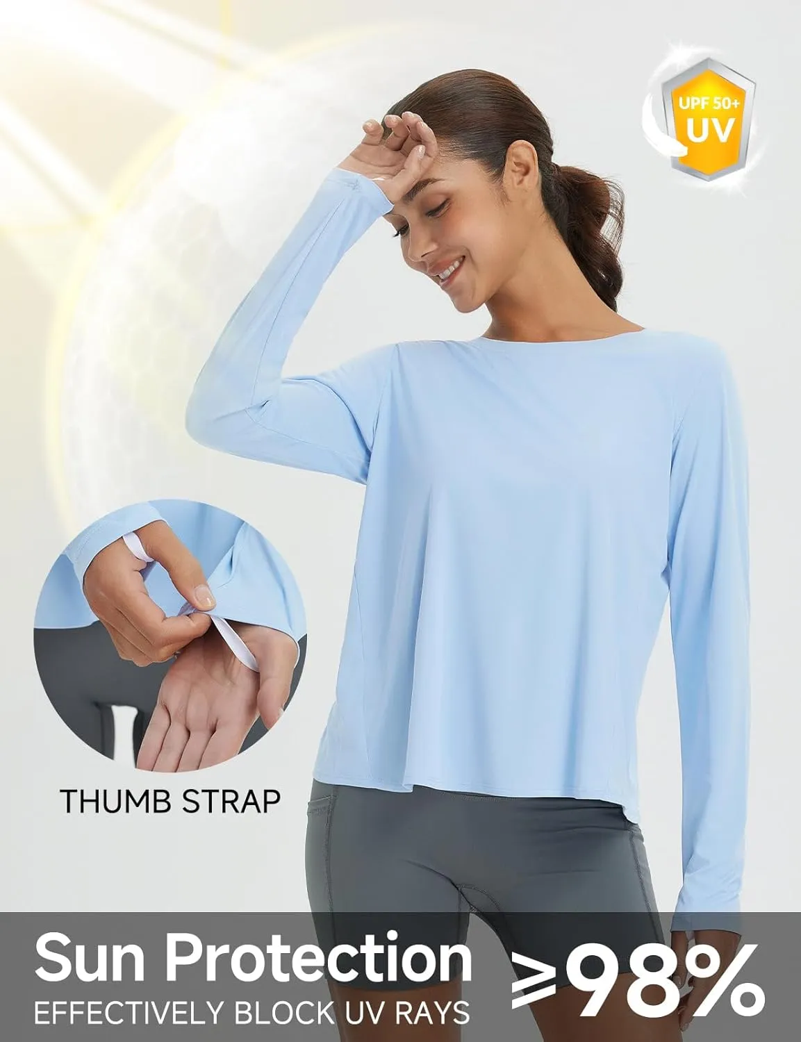 baleaf Women's Long Sleeve Workout Tops Athletic Shirts Split Back Running Gym Quick Dry Sun Protection UPF 50 