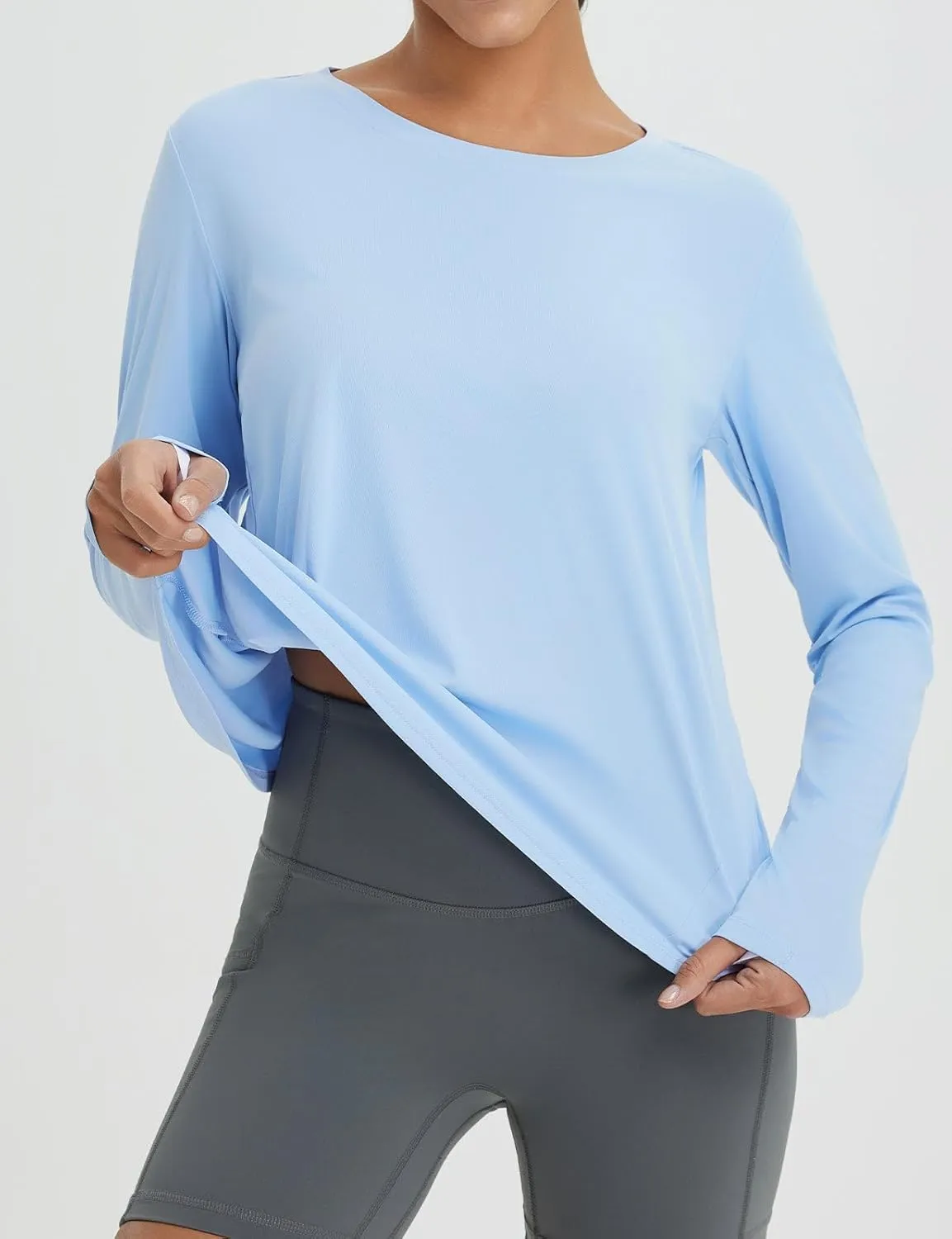 baleaf Women's Long Sleeve Workout Tops Athletic Shirts Split Back Running Gym Quick Dry Sun Protection UPF 50 