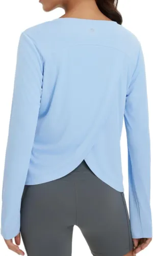 baleaf Women's Long Sleeve Workout Tops Athletic Shirts Split Back Running Gym Quick Dry Sun Protection UPF 50 