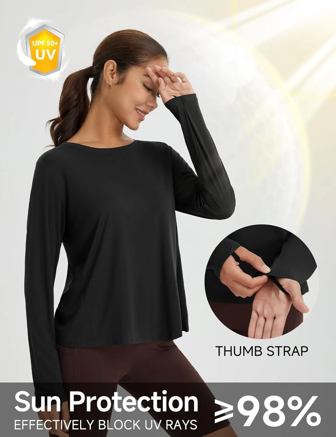 baleaf Women's Long Sleeve Workout Tops Athletic Shirts Split Back Running Gym Quick Dry Sun Protection UPF 50 