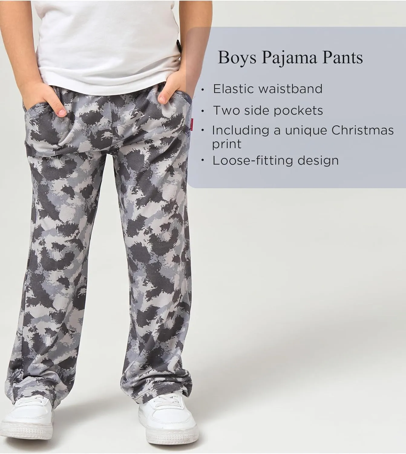 Bamboo Viscose Toddler Boys Wide Leg Pajama Pants Elastic Waist Pajama Bottom with Pockets